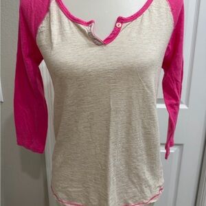 Old Navy Pink and Cream Long Sleeve Tee